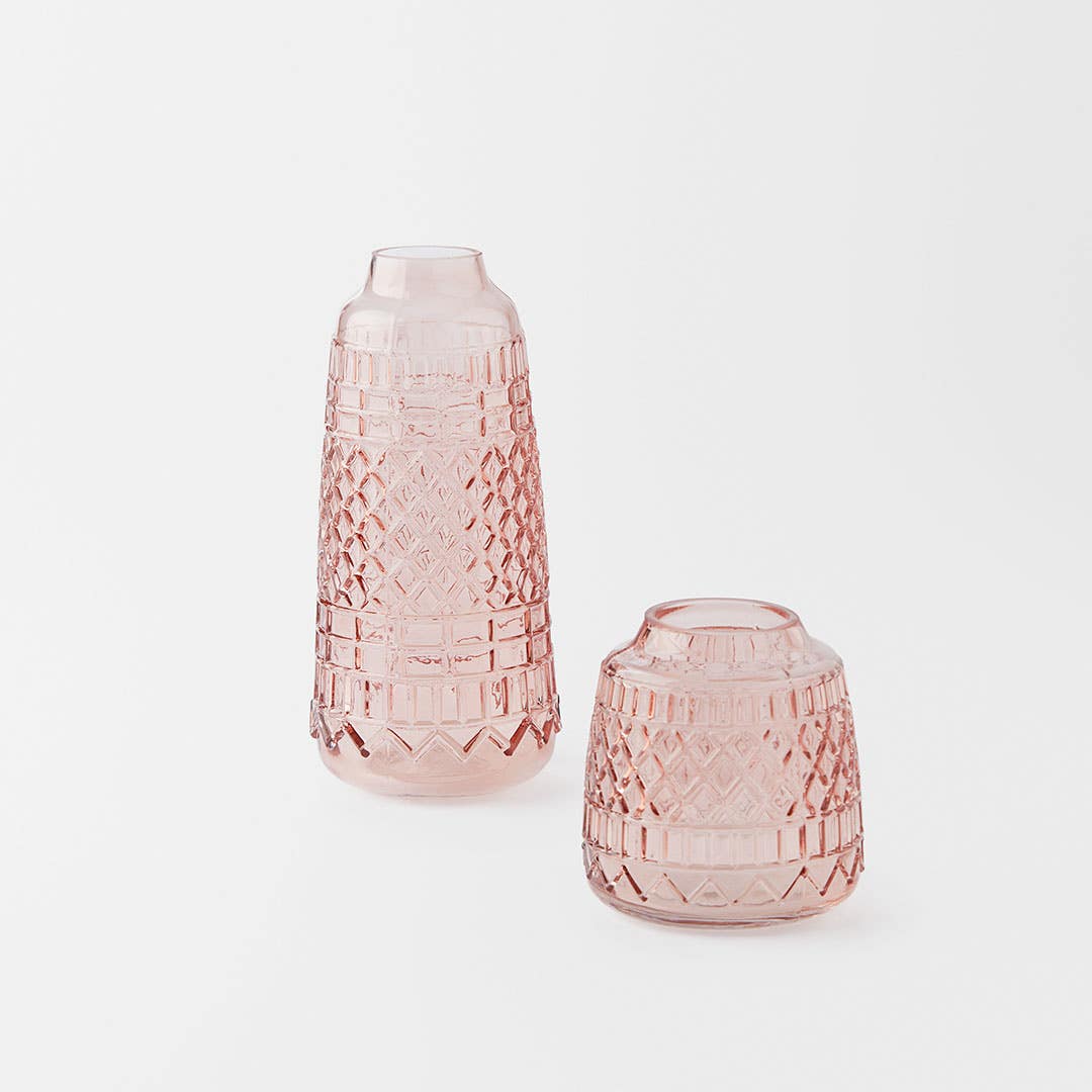 Aztec Textured Vase - Pink