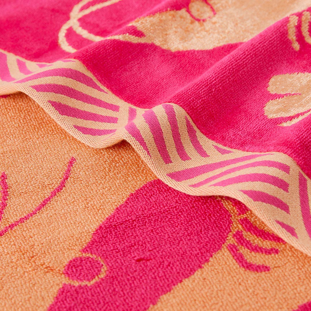 Prawn Party Beach Towel - Fuchsia/Papaya