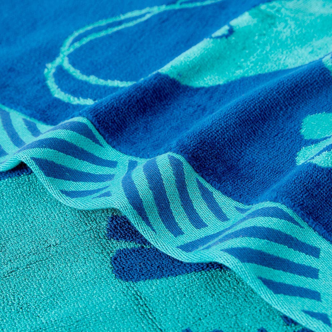 Prawn Party Beach Towel - Navy/Teal