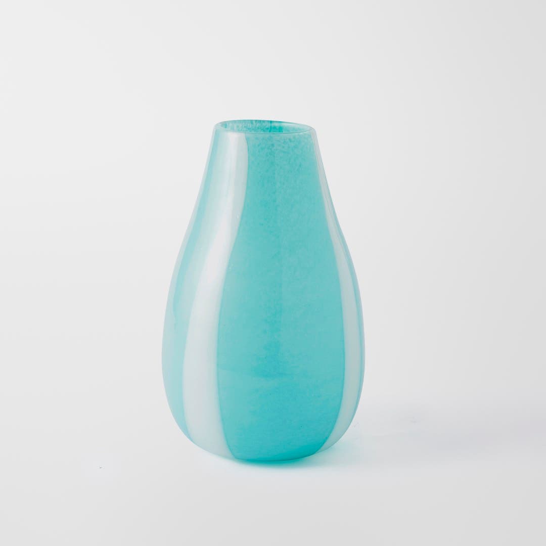 Glacier Glass Vase Large - Glacier Blue/White