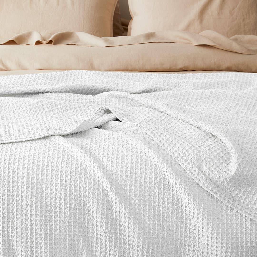 Sebastian Waffle Blanket - White