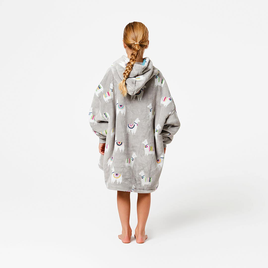 Llama Kids Hooded Sherpa Blanket