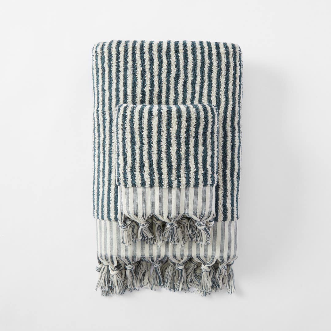 Ama Stripe Towel - Slate Blue