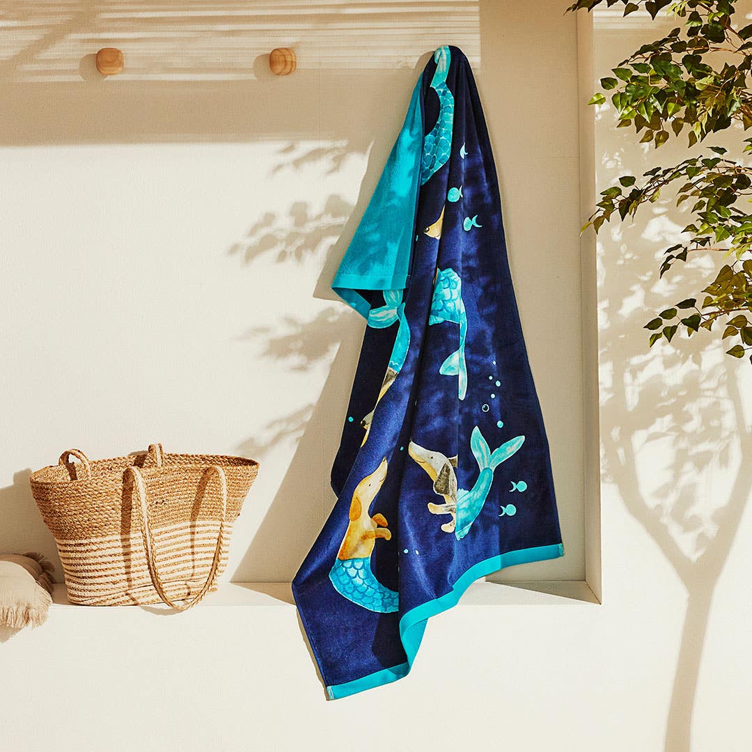 Mermaid Dogs Beach Towel