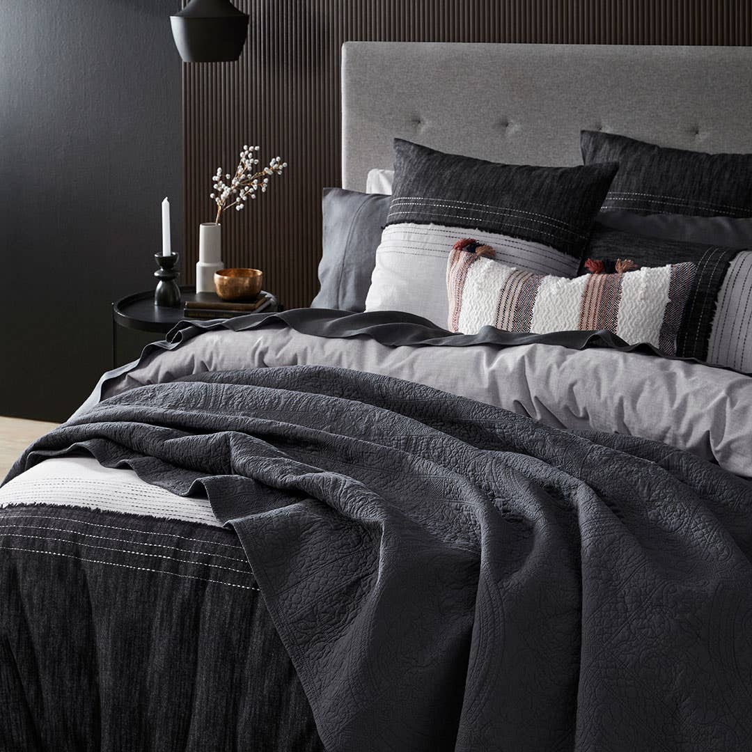 Wilkinson Quilt Cover - Grey Black