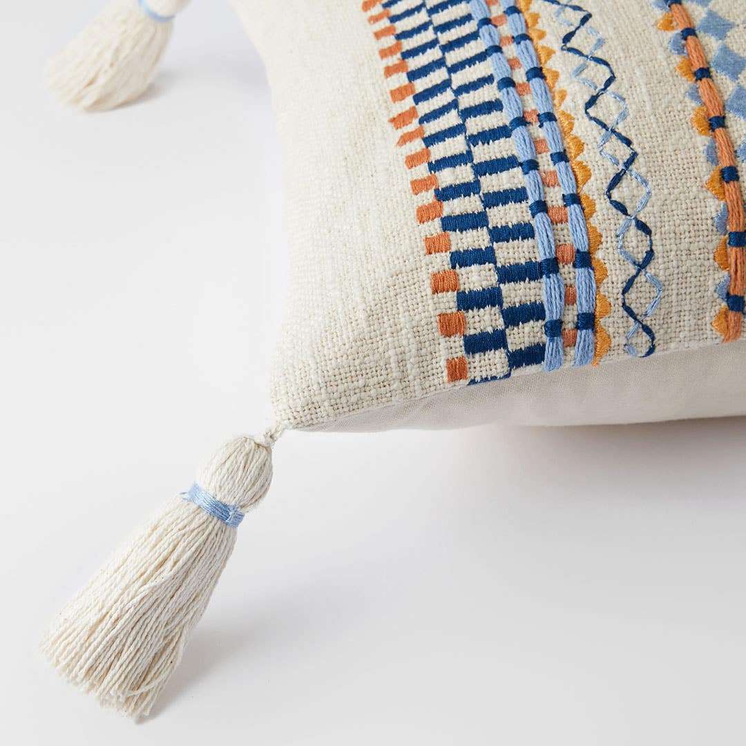 Kasbah Cushion - Ivory/Blue