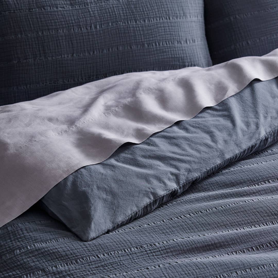 Ramsay Quilt Cover - Slate Blue