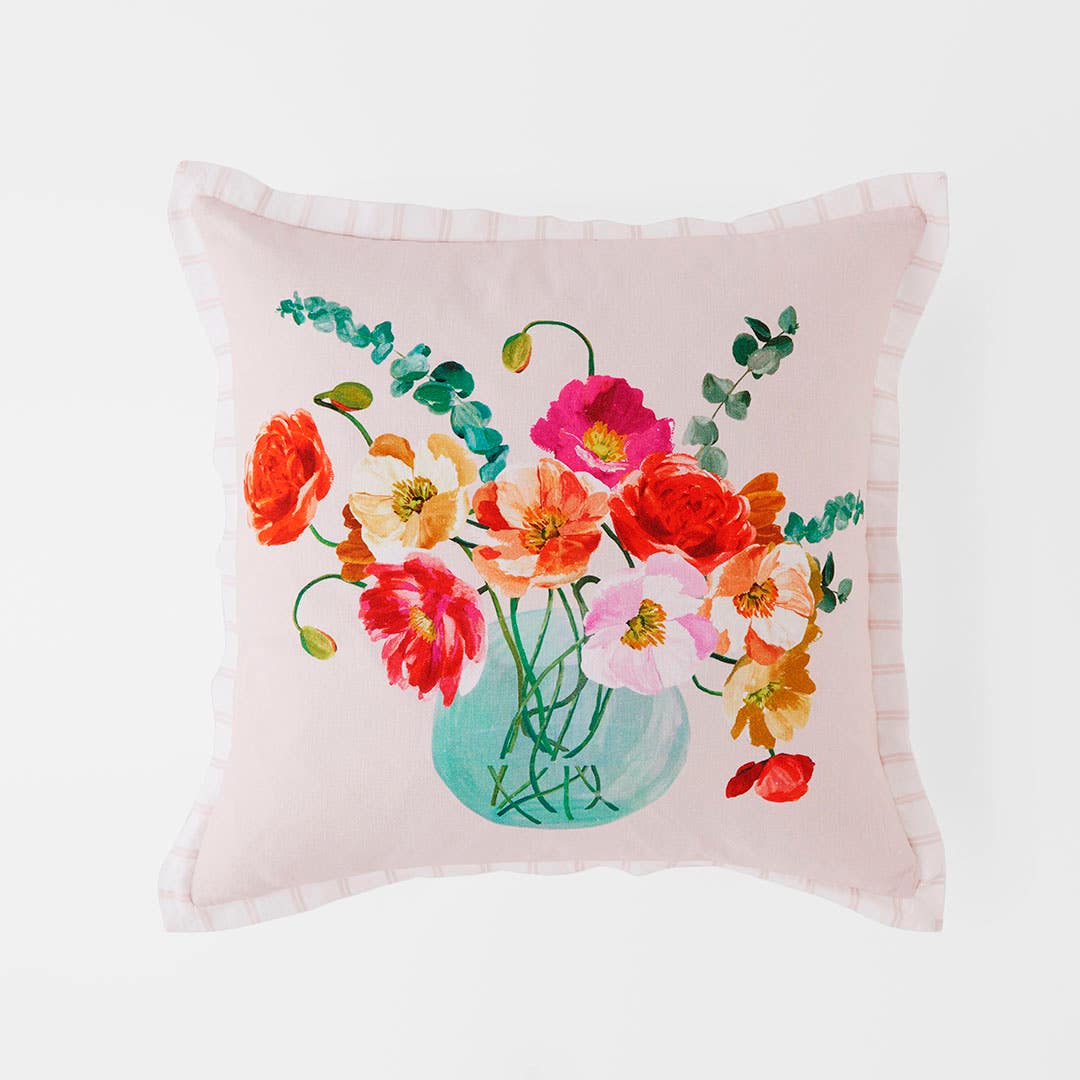 Ines Poppy Cushion - Ivory/Multi