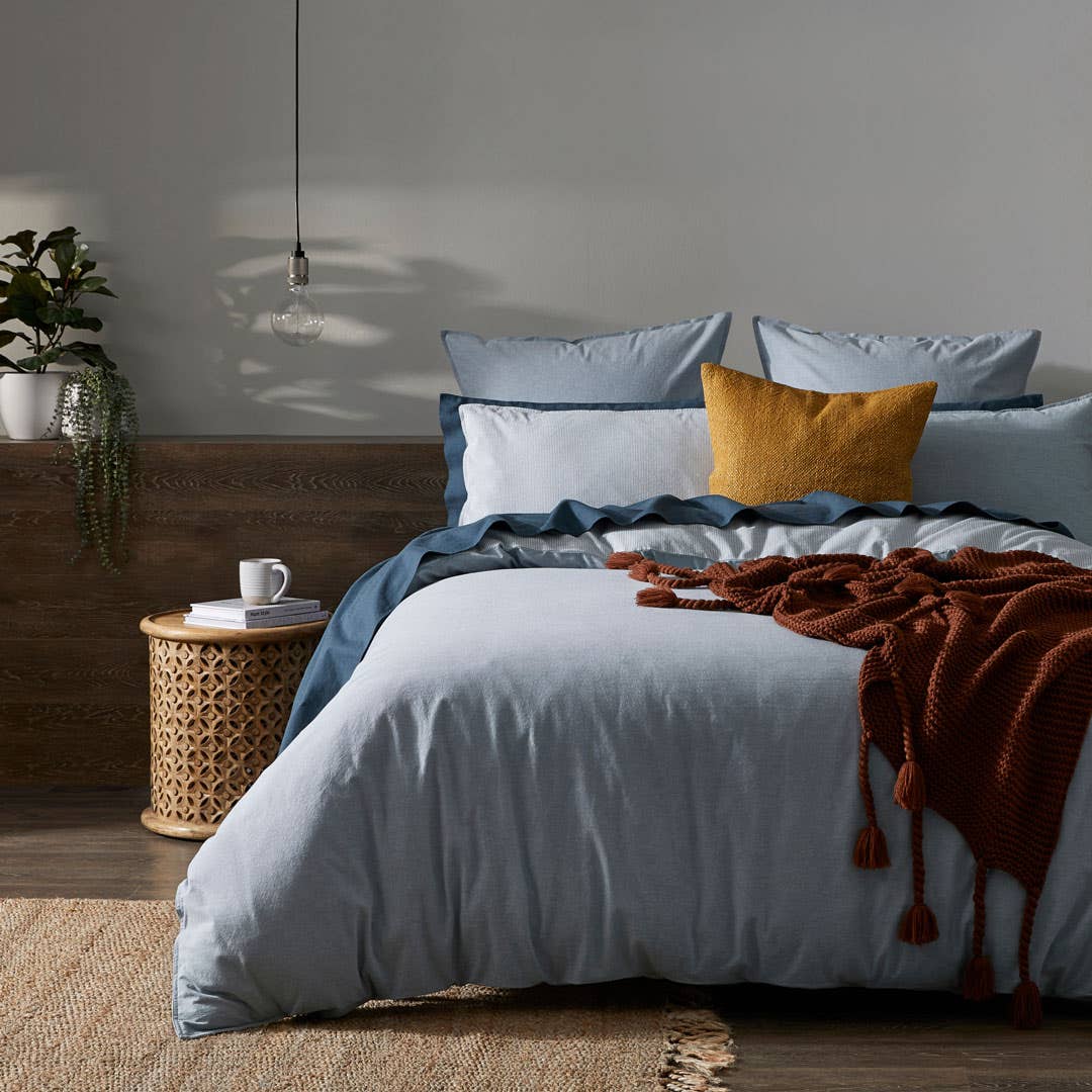 Hendry Quilt Cover - Smoke Blue