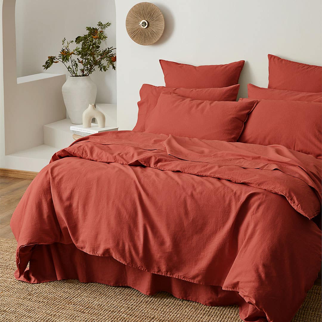 Olsen Linen/Cotton Quilt Cover - Paprika