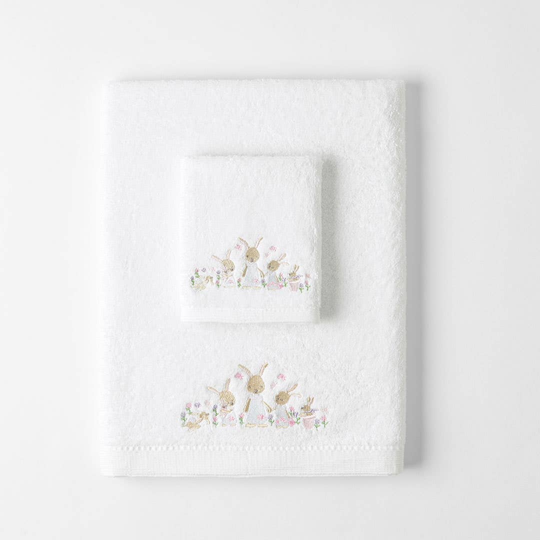 Bunny Flowers Towel And Washer Set