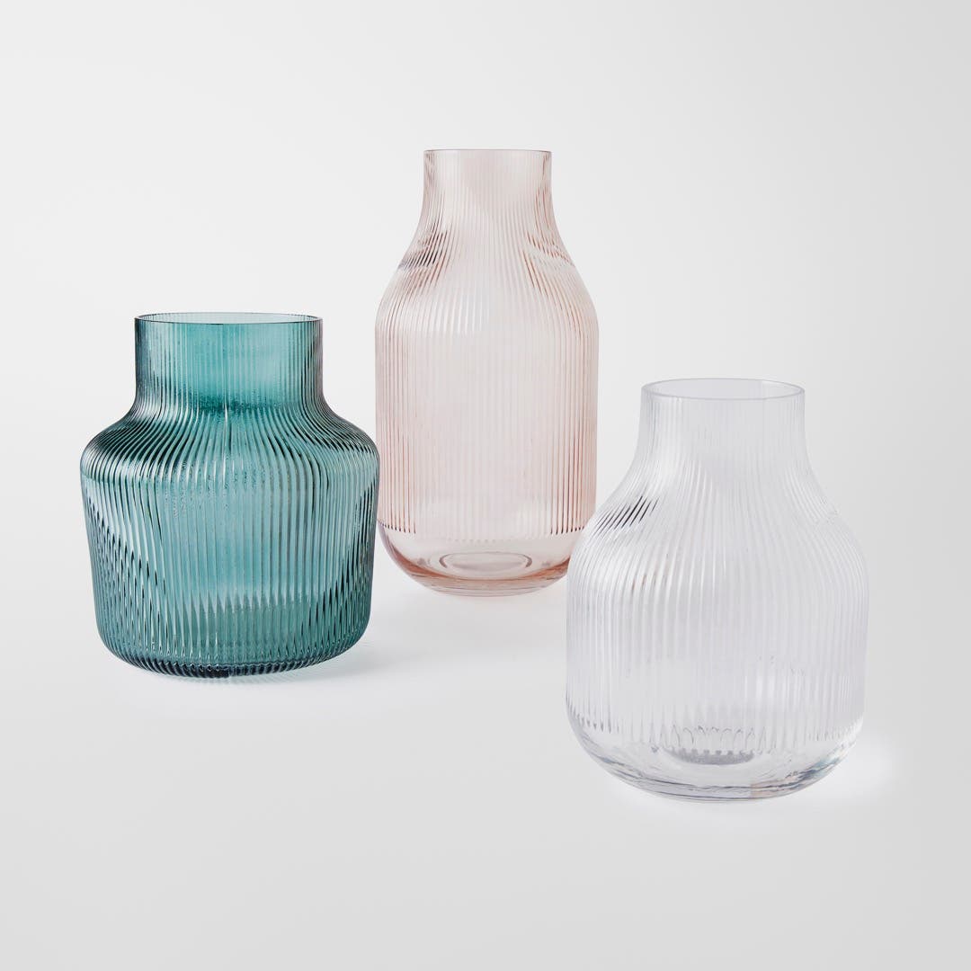 Bennett Ribbed Glass Vase Small - Clear