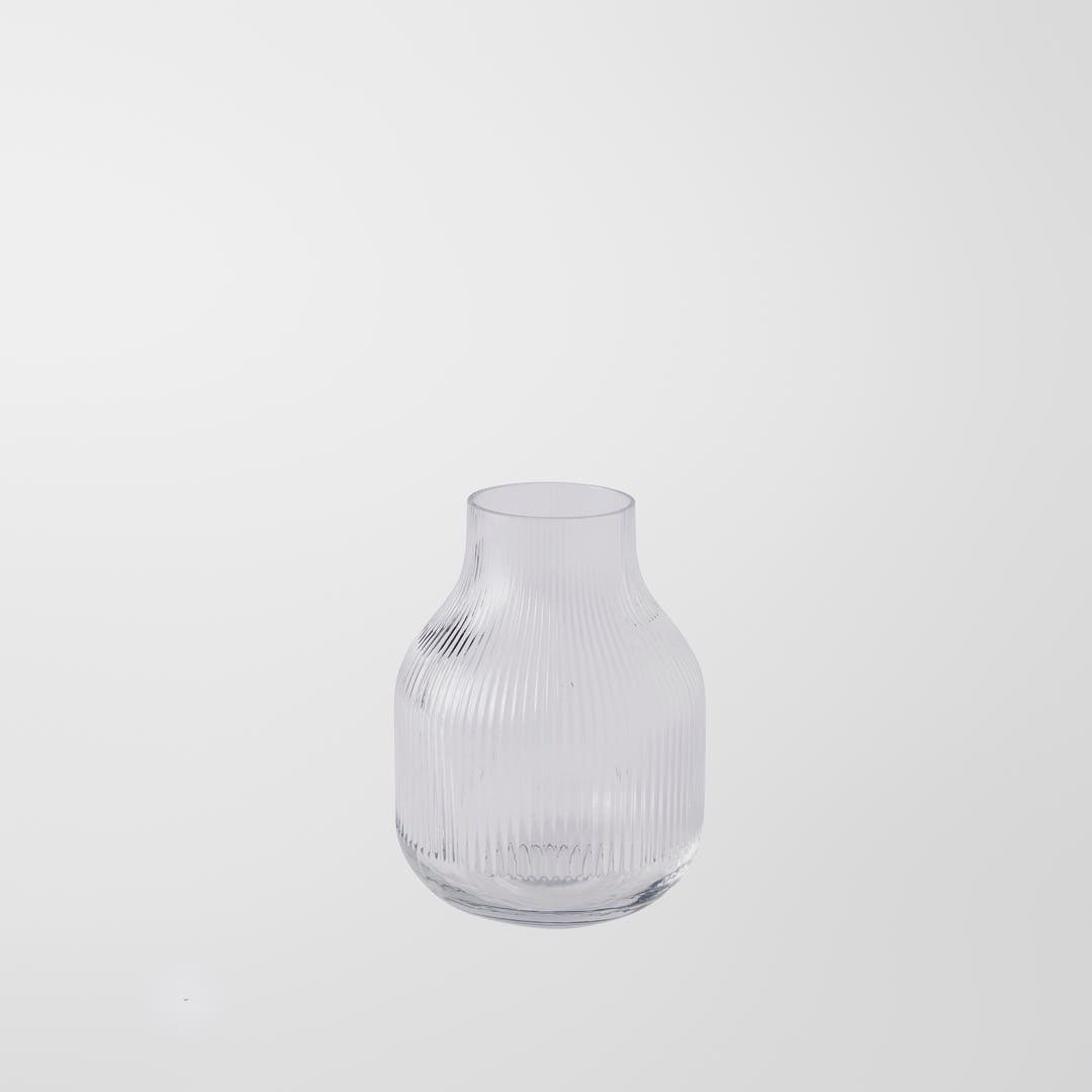 Bennett Ribbed Glass Vase Small - Clear